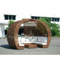 2pcs poolside poly outdoor rattan furniture sun bed